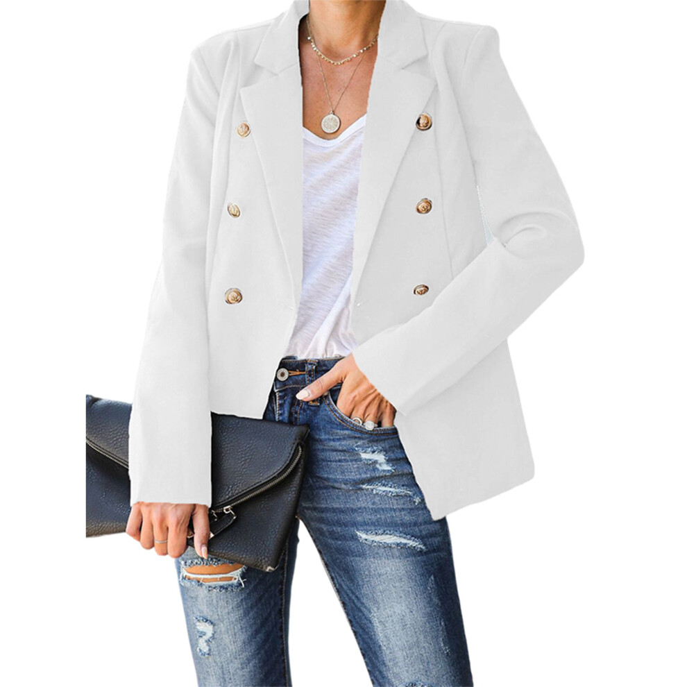 (White, XL) Women's Casual Blazer Long Sleeve Jacket Coat Ladies Office OL Outwear Cardigan