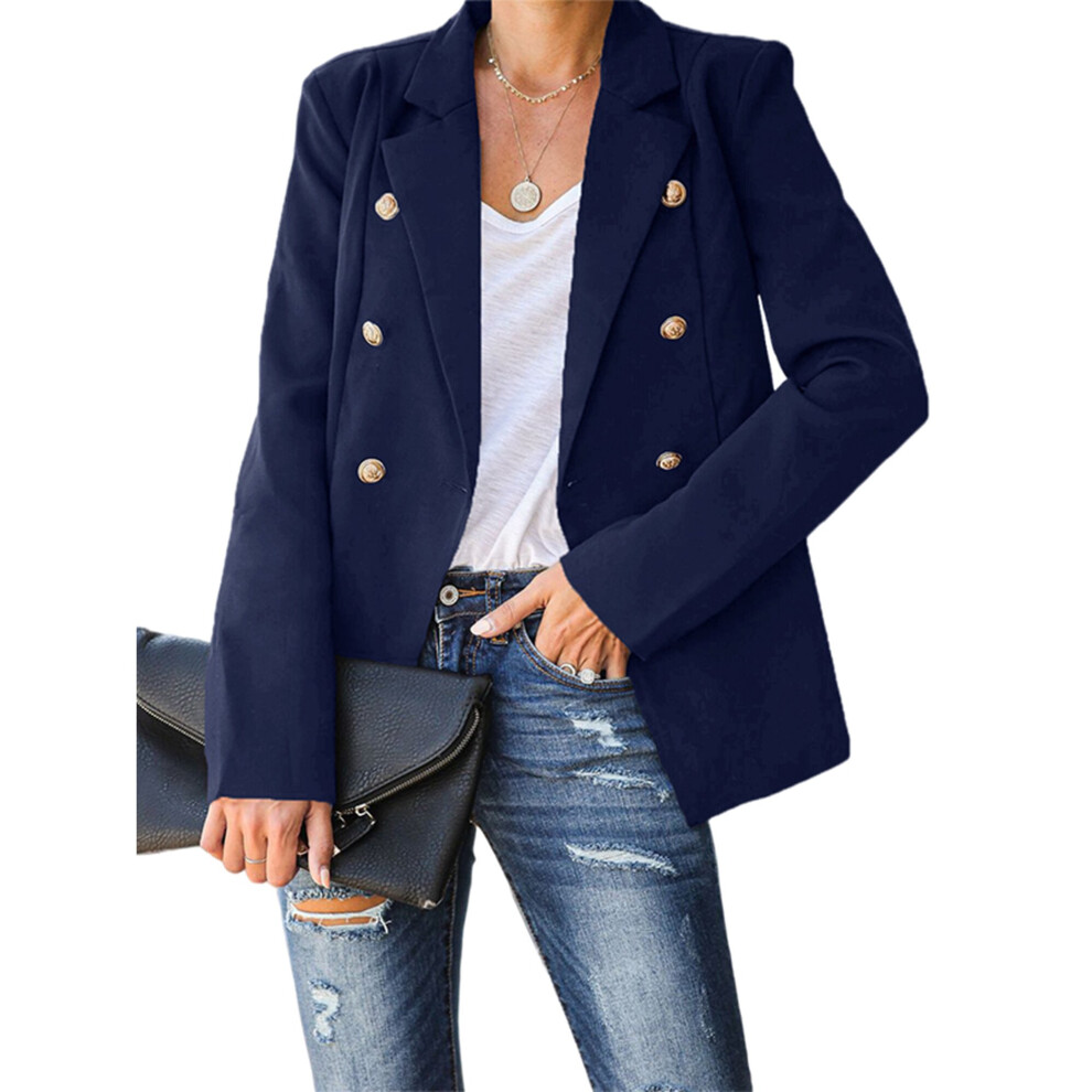 (Navy Blue, 2XL) Women's Casual Blazer Long Sleeve Jacket Coat Ladies Office OL Outwear Cardigan