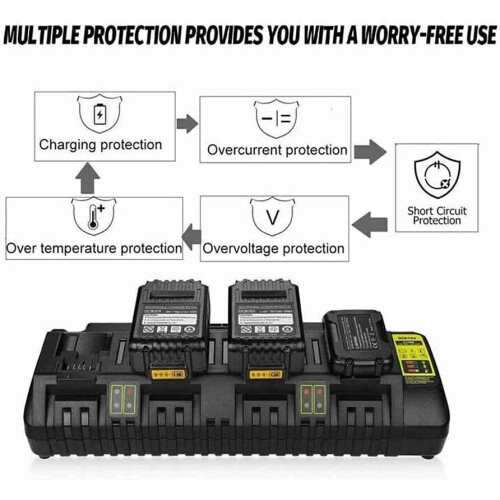 Φορτιστής για γρήγορη μπαταρία Li-ion DeWalt DCB104 18v 54v Flexvolt XR τεσσάρων θυρών 1