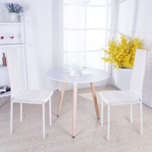 (White) Set of 2 Dining Chairs PU Leather High Back Kitchen Chairs