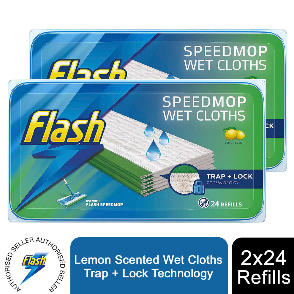 2pk of Flash Speedmop Anti-Bacterial Lemon Wet Cloths, 24 Refills