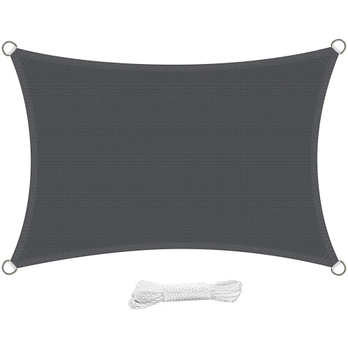 swift Sun Shade Sail 3x4 Meter Rectangle HDPE for Garden, Anthracite