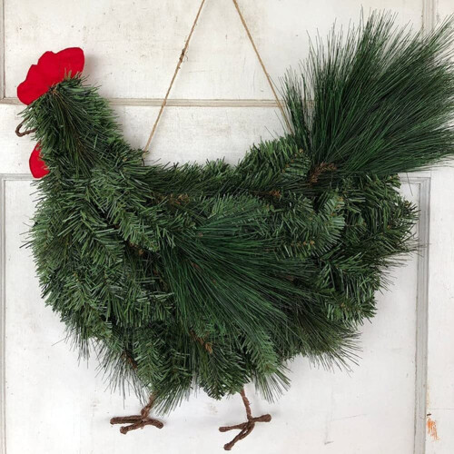 Rooster Chicken Wreath Outdoor Christmas Wreath for Front Door Wreath Festival Celebration/Front Door/Wall/Window/Garden Decor