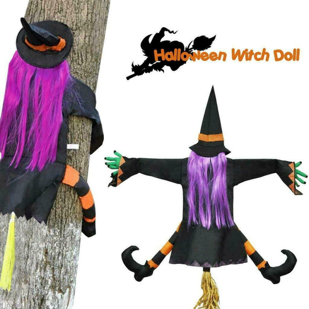 Crashing Witch into Tree Halloween Decoration Door Porch Tree Decoration Prop