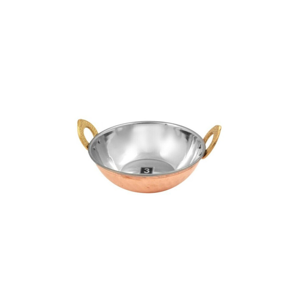 15CM BALTI DISH KARAHI METAL CURRY SERVING COPPER STAINLESS STEEL NEW