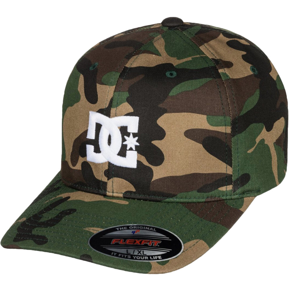 (L/XL, Camo) DC Shoes Mens Cap Star X-Fit Flexifit Curved Visor Baseball Cap Hat