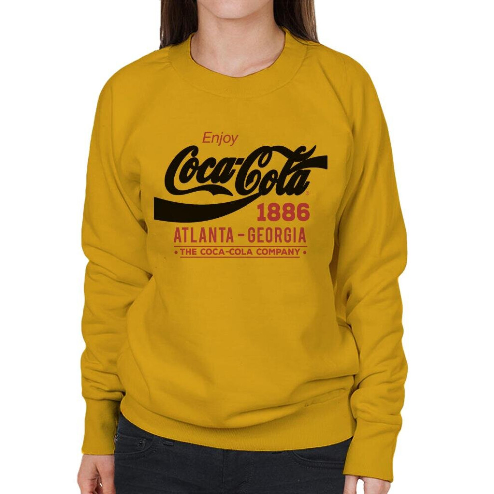 (L, Gold) Coca Cola Black Classic Logo Women's Sweatshirt