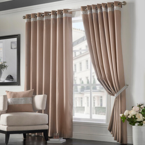 Palace Eyelet Curtains Beige 66" x 72"