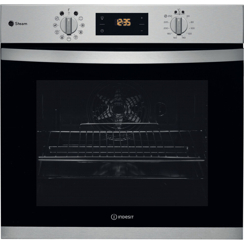 Indesit KFWS3844HIXUK Built In Electric Single Oven with added Steam Function - Grey