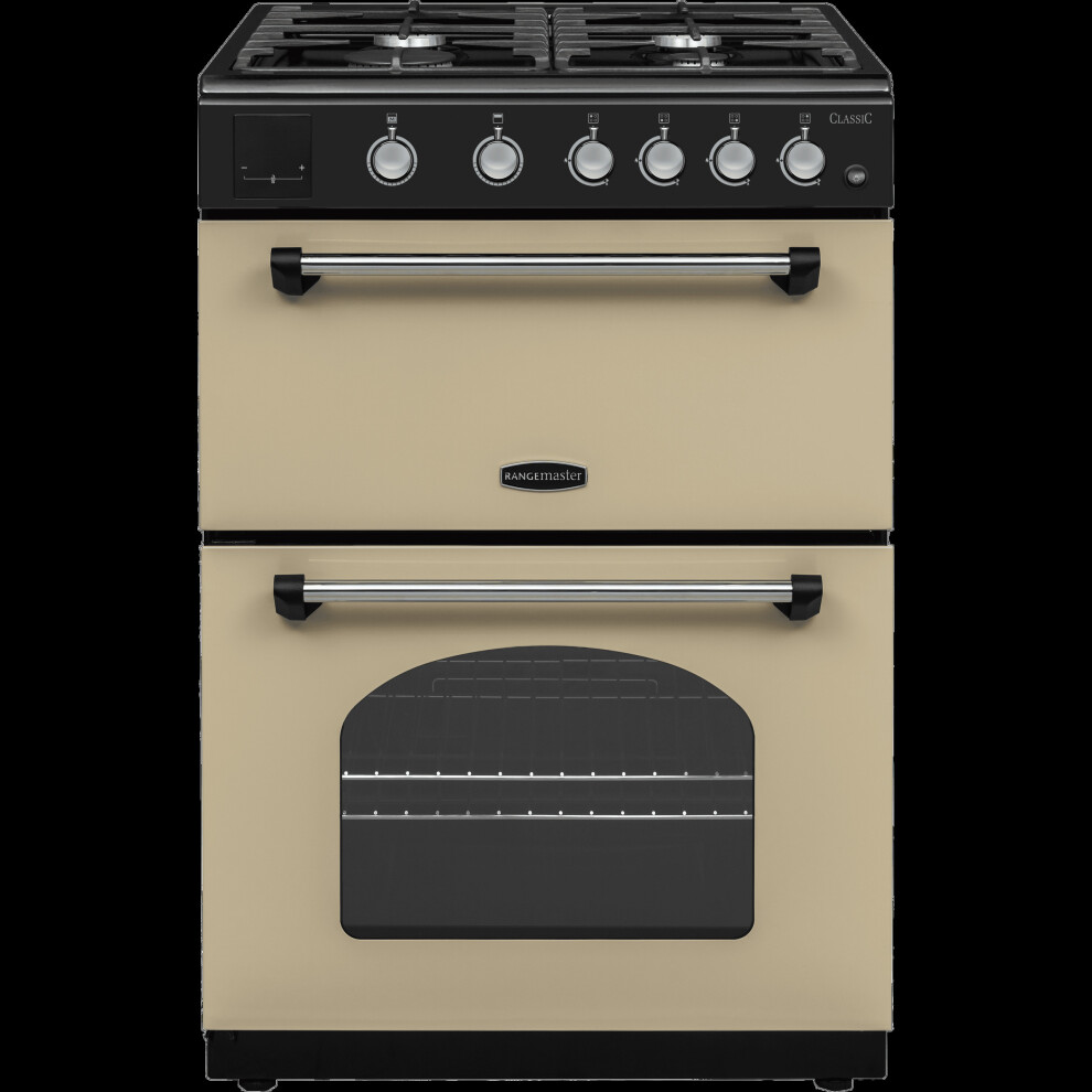 Rangemaster Classic 60 Cla60ngfcr/C Gas Cooker With Full Width Electric Grill - Cream / Chrome White