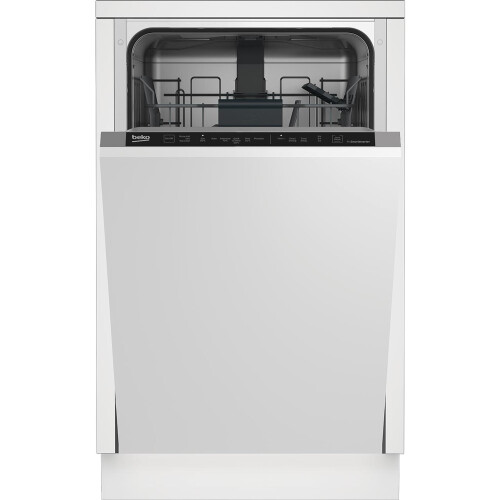 Beko Beko DIS16R10 Fully Integrated Slimline Dishwasher | Silver Control Panel with Fixed Door Fixing Kit