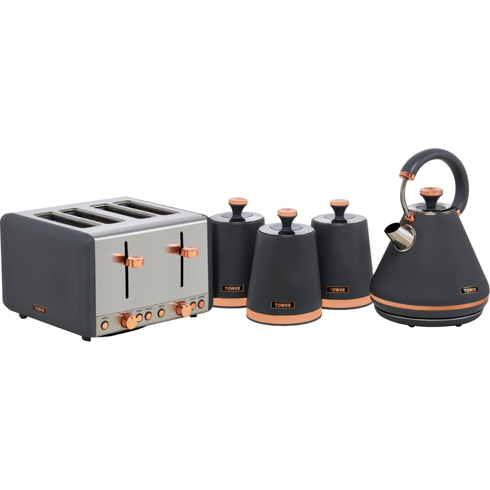 Tower Cavaletto AOBUNDLE021 Kettle And Toaster Set - Grey / Rose Gold