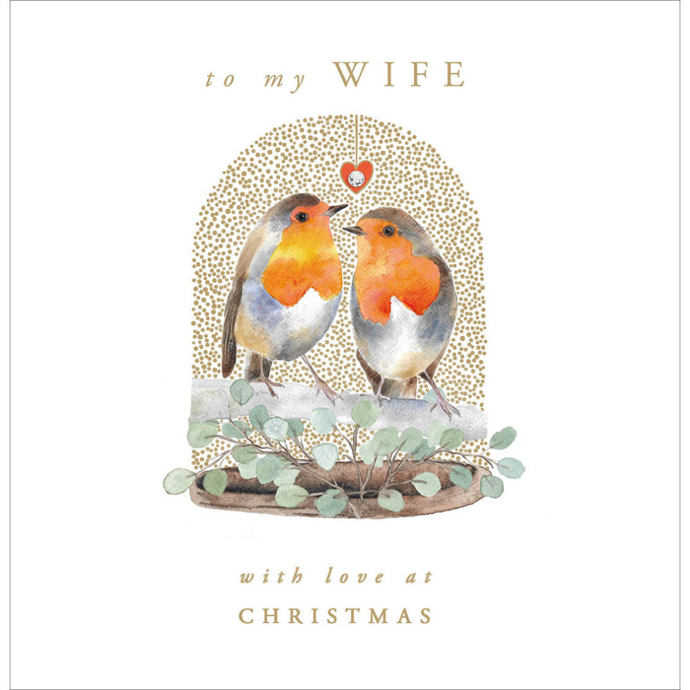 To My Wife With Love Embellished & Foiled Christmas Card Xmas Greeting Cards