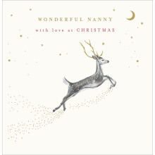 Wonderful Nanny Prancing Deer Foiled Christmas Card Xmas Greeting Cards