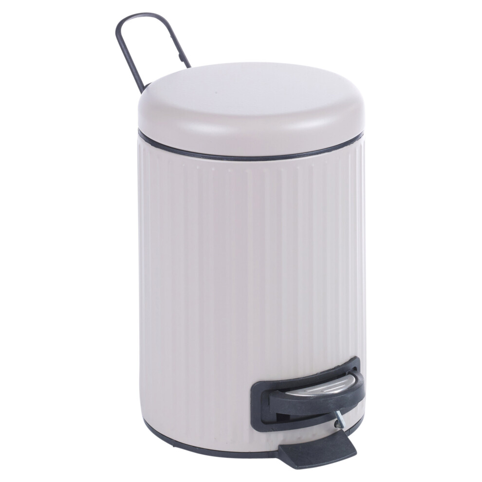 (Brown/Ecru, Bin) Matching 3L Pedal Bin & Toilet Brush Waste Bin