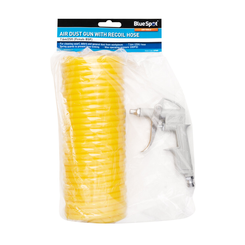 Bluespot Air Dust Gun With Nylon Recoil Hose (7.6M/25Ft) (Female Bsp)