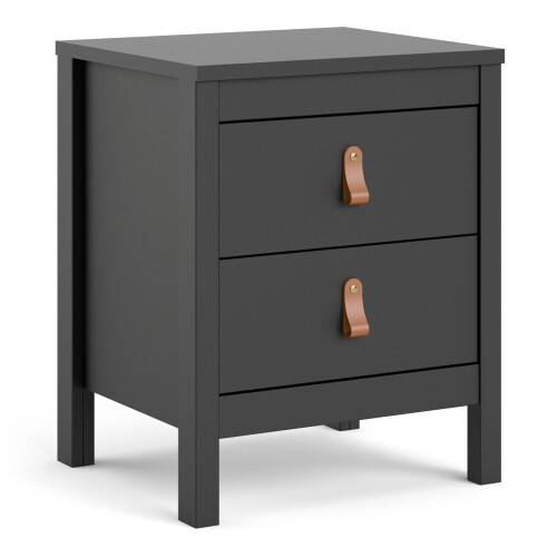 Bedside Table 2 drawers in Matt Black