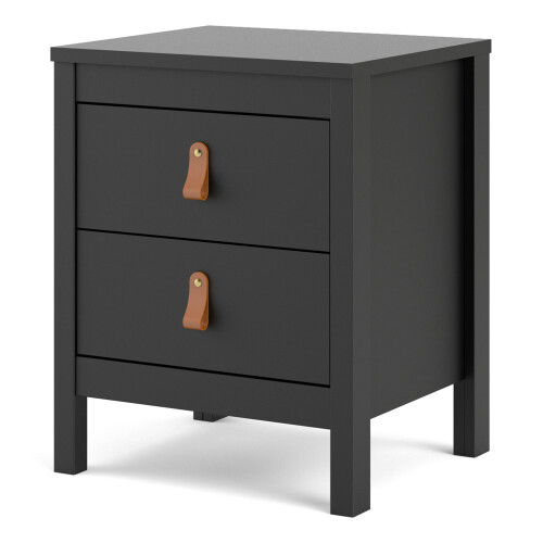 Bedside Table 2 drawers in Matt Black 2