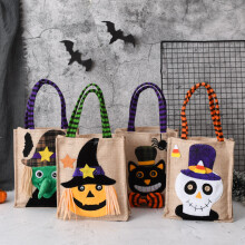 4PCS Halloween Gift Non-woven Tote Bag Candy Bag Ghost Festival Pumpkin Bag Decoration Props Gift Bag