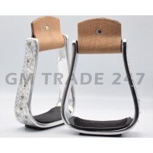 Western Leather & Engraved Lightweight Aluminium Stirrups with Crystal