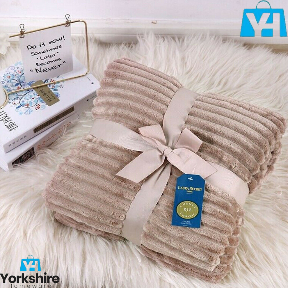 (Double) Mink Chunky Rib Throws Warm Blanket Sofa Bed Small Large XMAS 2021 Gift