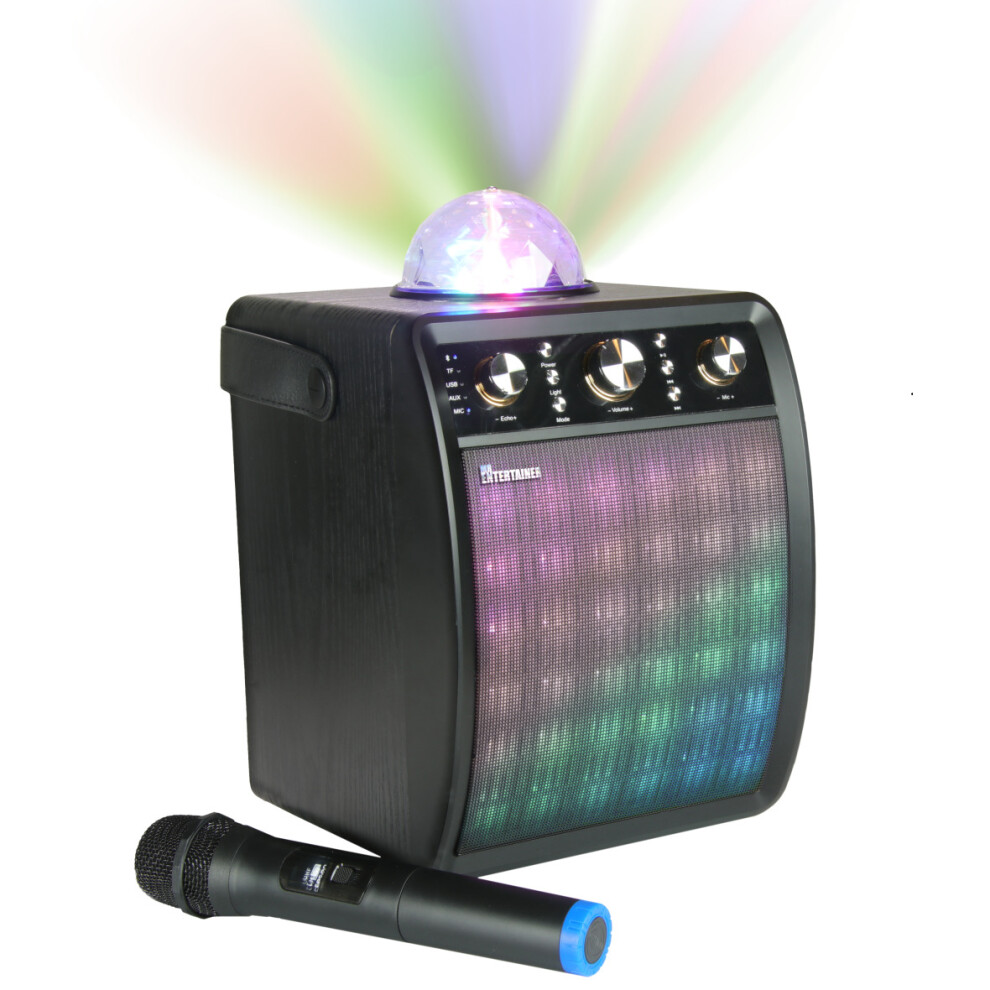 (1 x Wireless Mic) Moonbox Karaoke Machine with Wireless Microphone & Disco Light