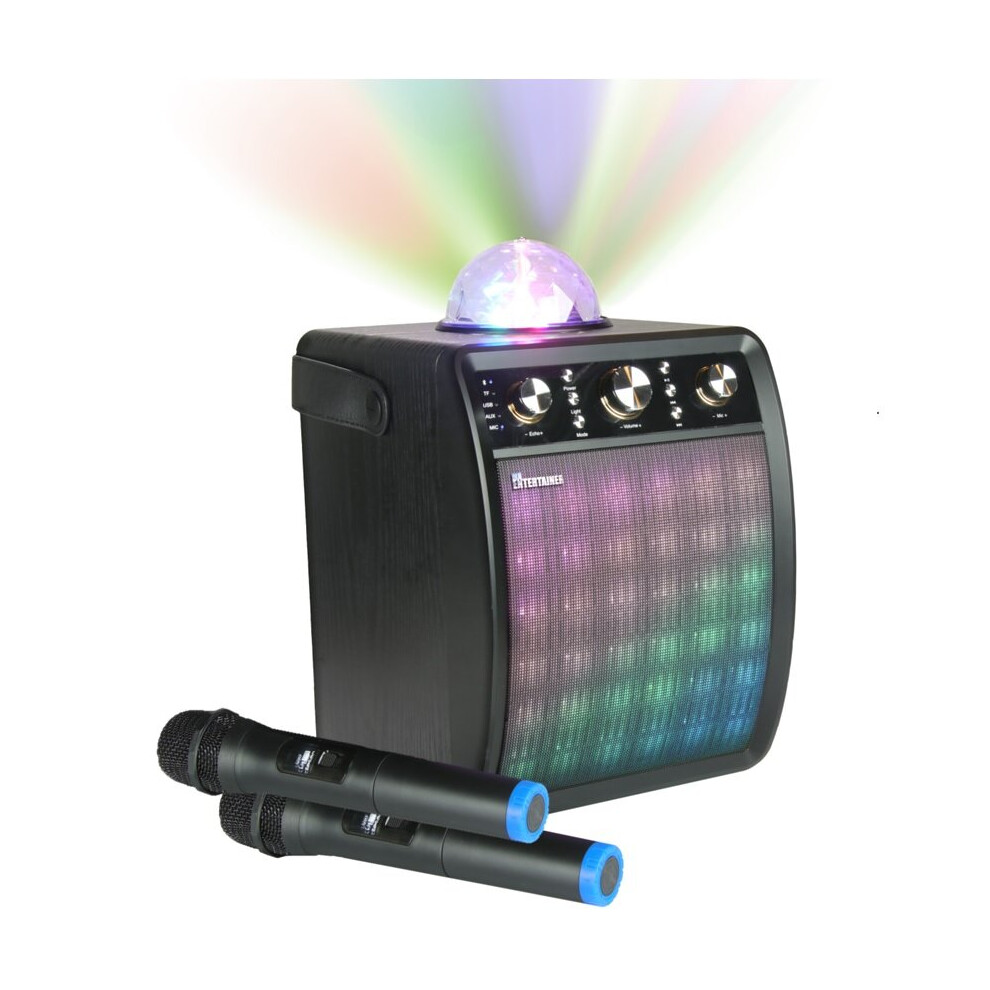 Mr Entertainer's Karaoke Collection (2 X Wireless Mics) Moonbox Karaoke Machine With Wireless Microphone & Disco Light