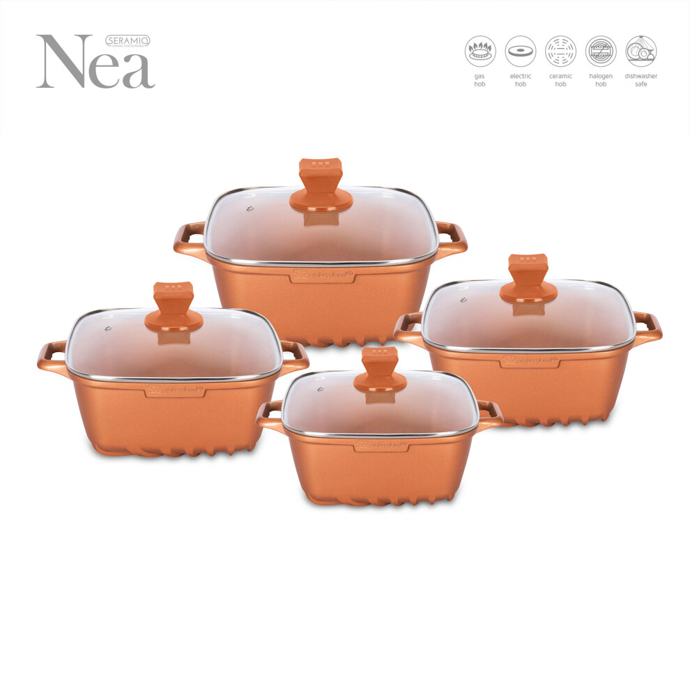 SQ Professional Nea Seramiq 4pc Die-Cast Non-stick Stockpot Set-Cuprum