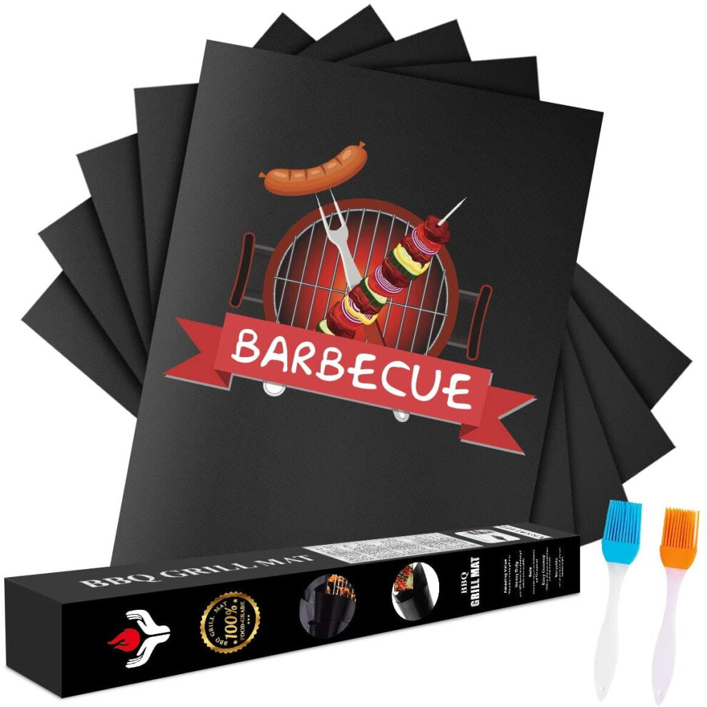 Grill Mat 5pcs BBQ Grill Mats Black Barbecue Grill Mats 100% Non Stick 