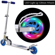 Adjustable Height Kids Folding Scooter LED Light Flashing PU 3 Wheels