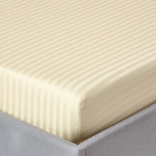(King, Pastel Yellow) Egyptian Cotton Satin Stripe Fitted Sheet 330 TC