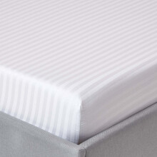 (Single, White) Egyptian Cotton Satin Stripe Fitted Sheet 330 TC