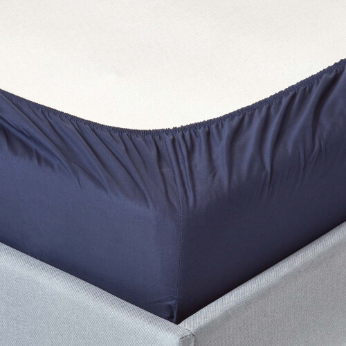 Homescapes (Small Double, Navy) Egyptian Cotton Fitted Sheet 200 TC 1