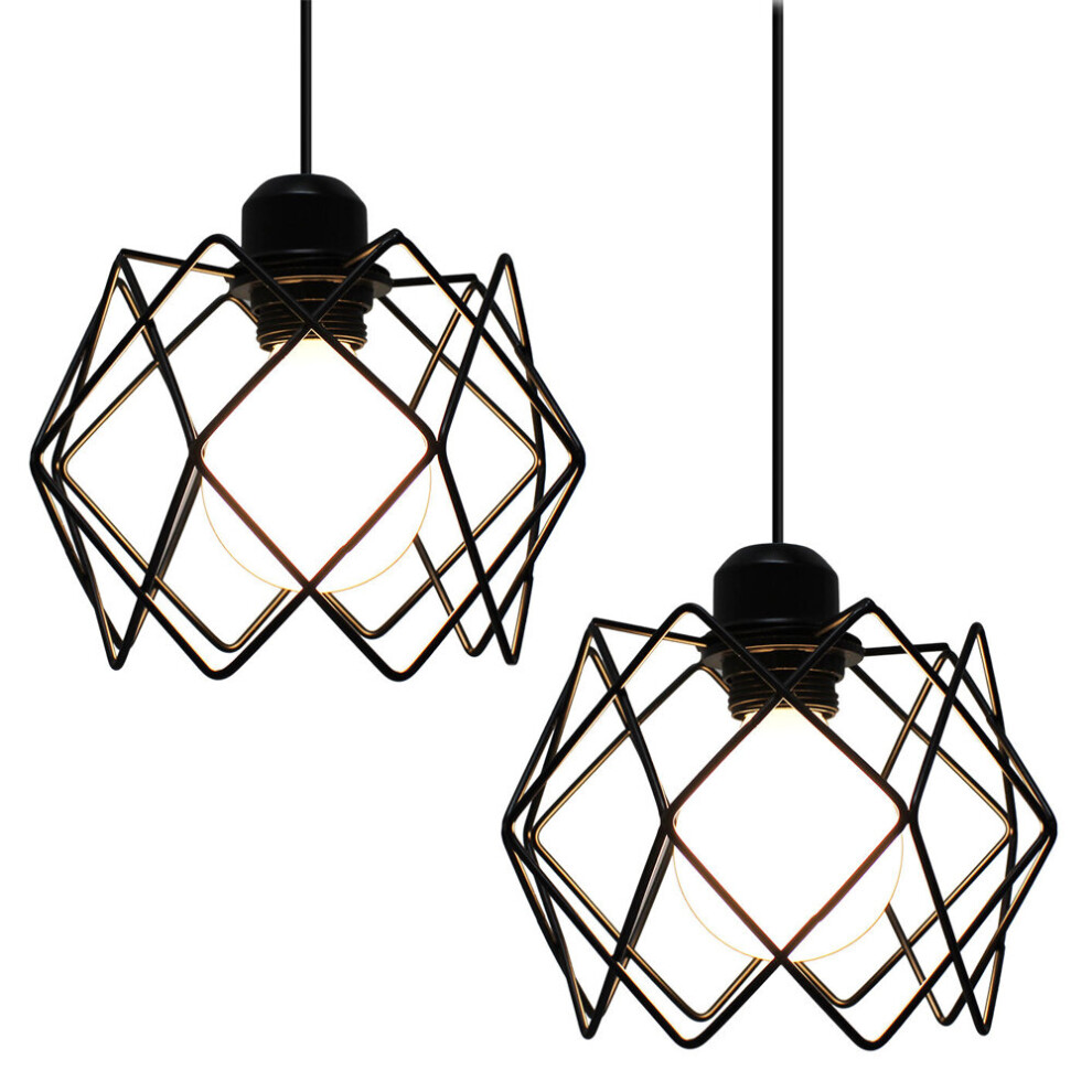 Pendant Lamp, Metal Iron Pendant Light Industrial Retro Black Vintage Ceiling Lamp for Indoor Living Room Bedroom Kitchen Restaurant E27 Ã20CM(2PCS)-image-OPC-P8B9MYB-NEW