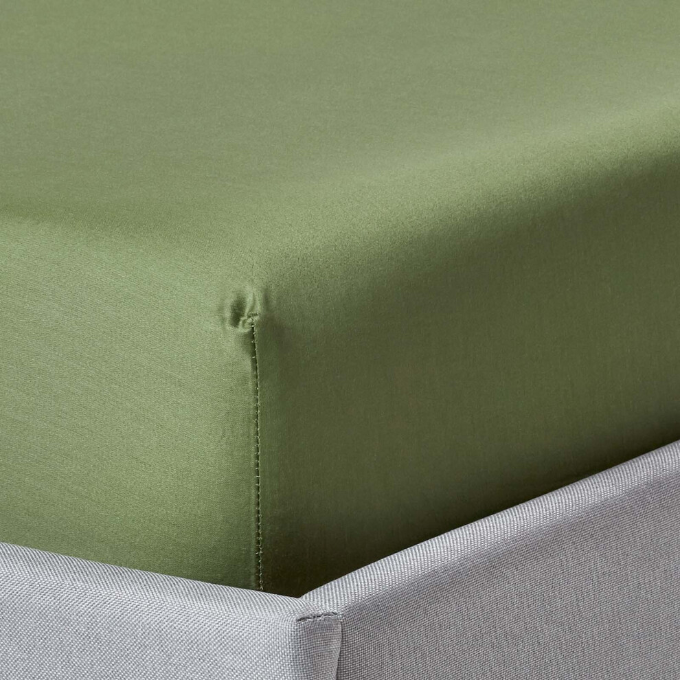 (Single, Green) Organic Cotton Fitted Sheet 400 TC