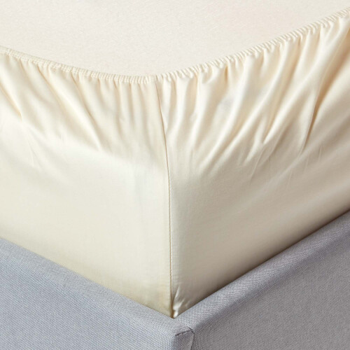 Homescapes (Single, Cream) Organic Cotton Fitted Sheet 400 TC 1