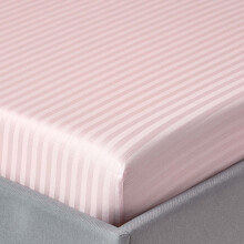 (Double, Pink) Egyptian Cotton Satin Stripe Fitted Sheet 330 TC