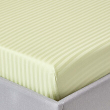 (Double, Sage Green) Egyptian Cotton Satin Stripe Fitted Sheet 330 TC