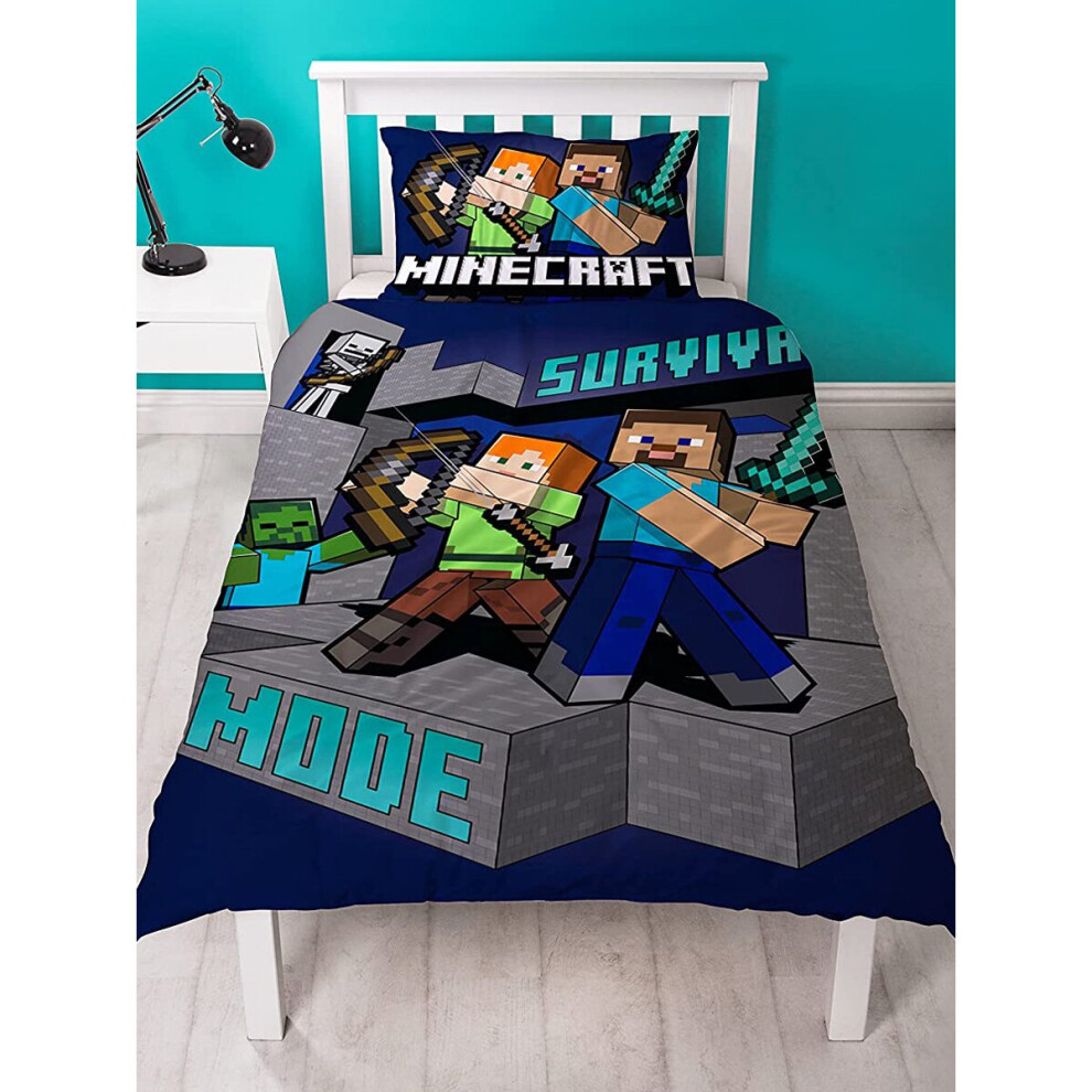 Minecraft Survive Single Duvet Cover and Pillowcase Set