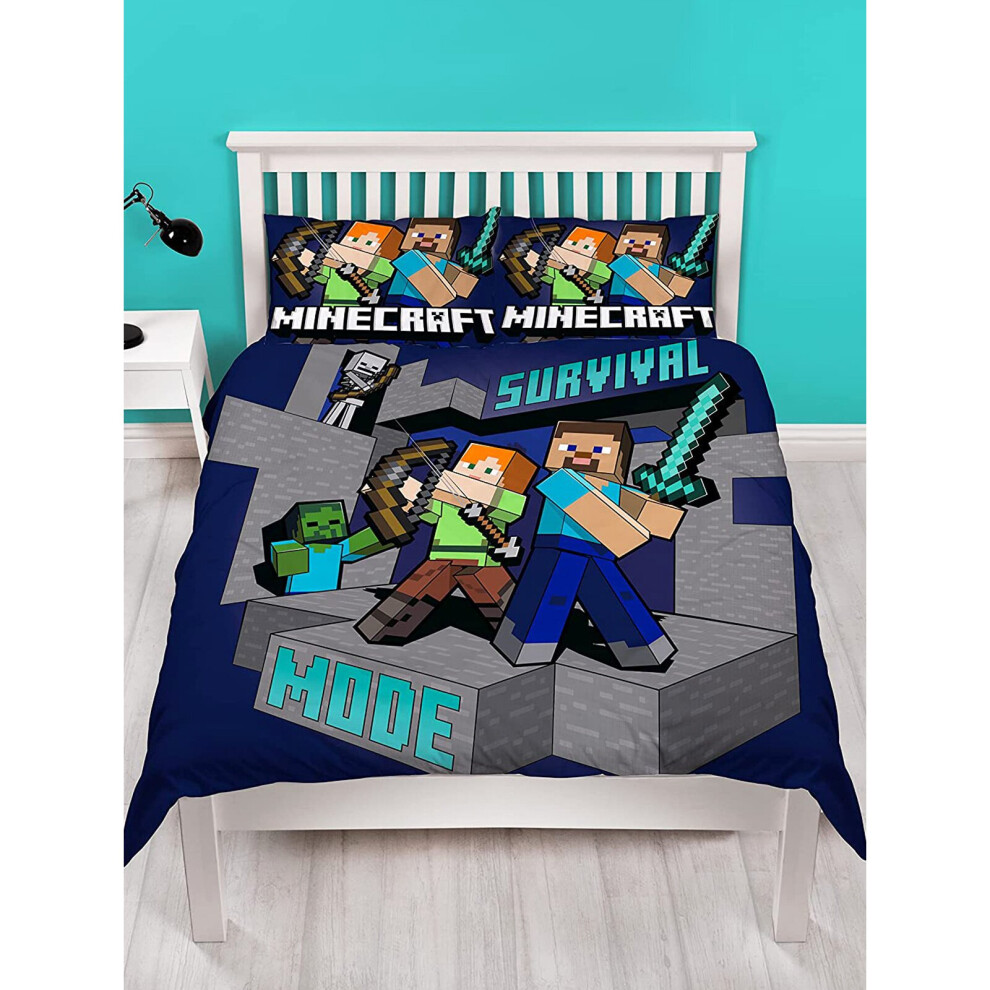 Minecraft Survive Double Duvet Cover and Pillowcase Set