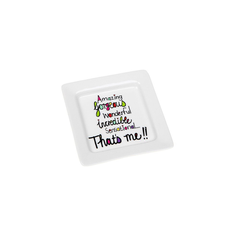 Just Saying Amazing That's Me!! Ceramic Square Shaped Trinket Tray Gift Idea