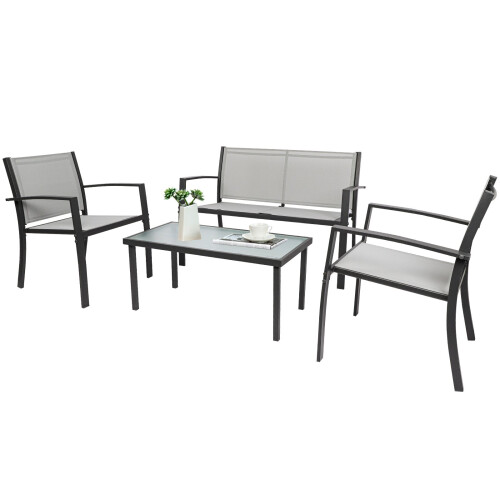 Garden Furniture Set, Indoor Outdoor 4 Piece set Patio Furniture Sofa