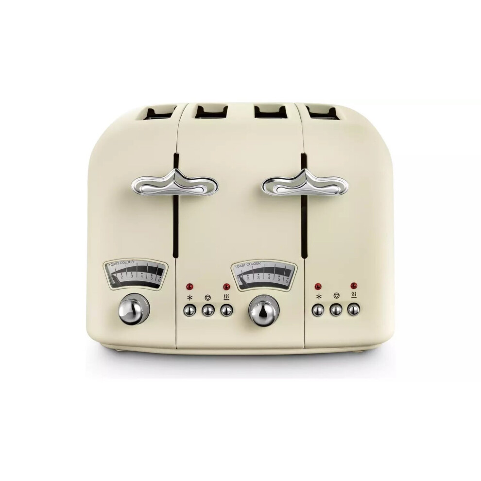 De'Longhi CTO4 Argento Flora 4 Slice Toaster - Beige