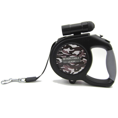 (Camouflage gray) Pet automatic retractable leash 8m range | 50 kg dog traction with flashlight