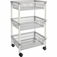 3 Tier Fruit Trolly Basket Rack Kitchen Storage Vegetable cart With Wheels H62cm