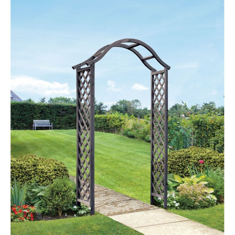 2.2M Woodland Garden Arch Timber Trellis Outdoor Wooden Archway - Slate