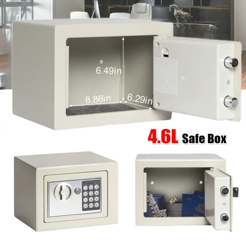 (White) 4.6L Mini Electronic Password Security Safe Box