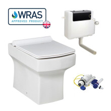 Square Back To Wall Toilet Pan With Seat & Concealed Cistern