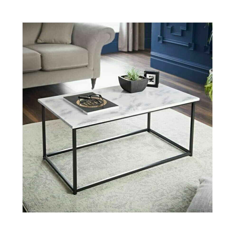 Modern Coffee Table Marble Effect Living Room Side Table Set Sofa Side End Table