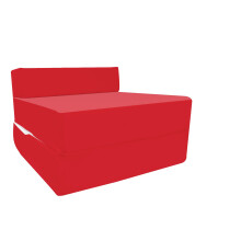 (Red) Cotton Twill Single Chairbed Z Bed Guest FoldOut Futon Sofa Bed